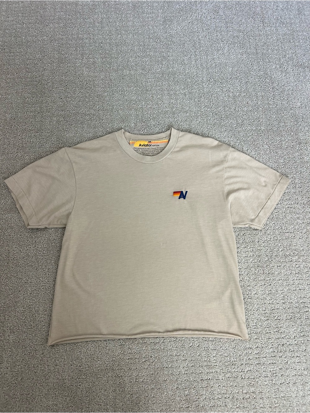 Aviator Nation Women’s Sand Crewneck Logo Tee Size Medium